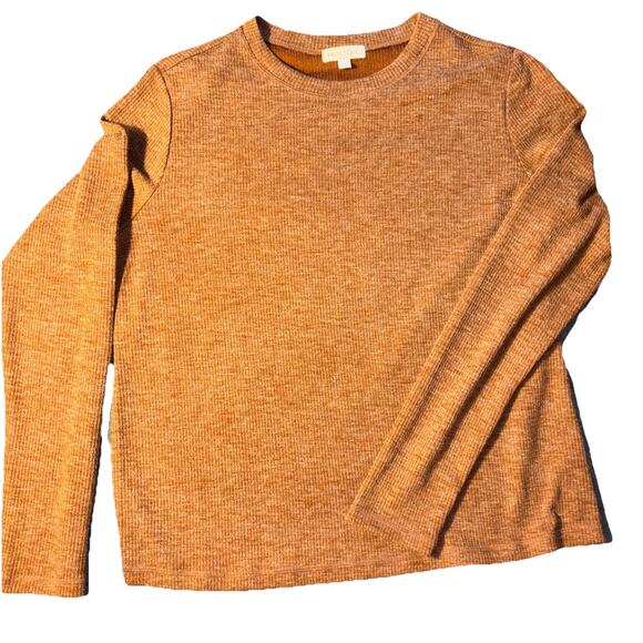 Prologue Womens XL Ribbed Long Sleeve Layering Stretch Camel Brown Top - Picture 1 of 7